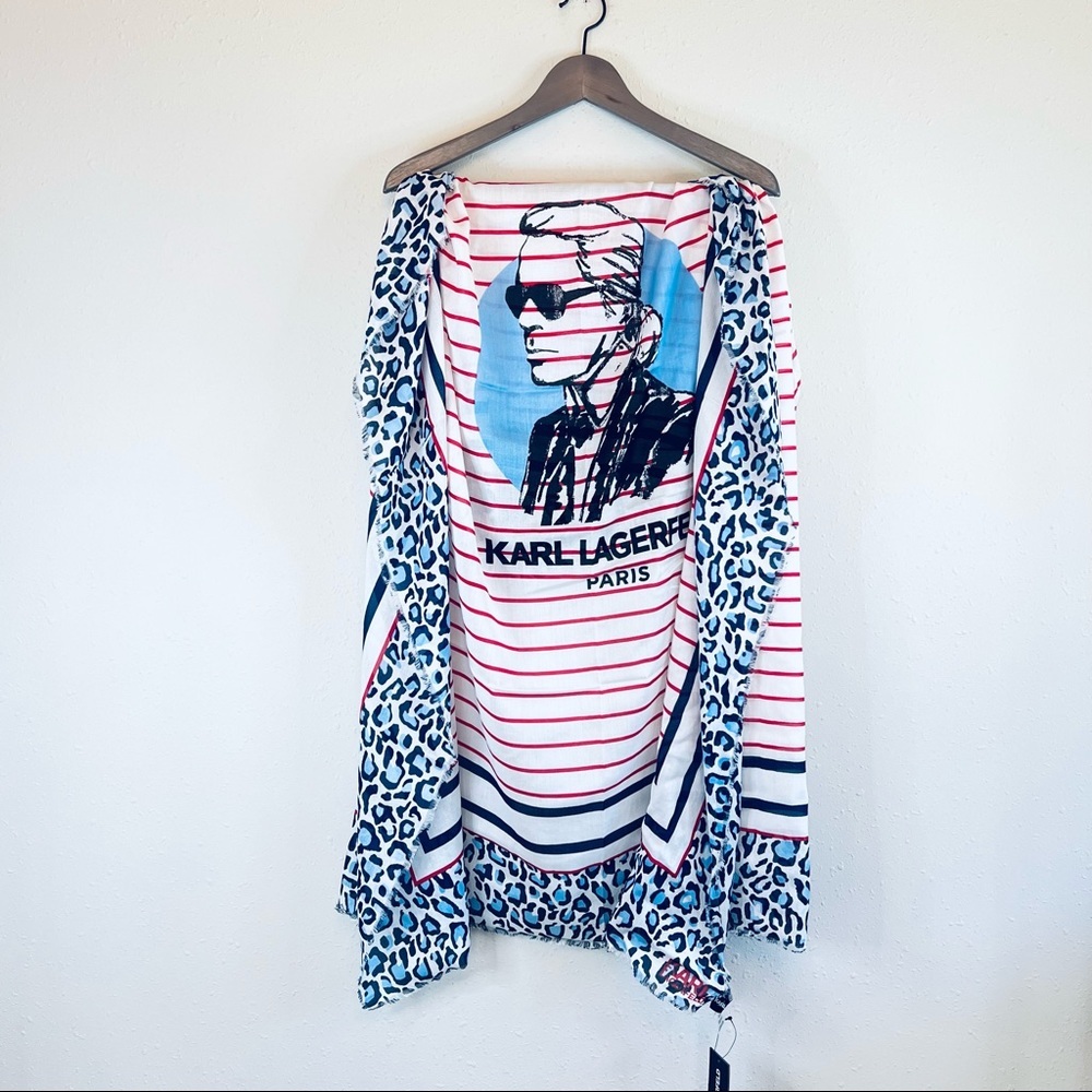 Karl Lagerfeld Paris Karl Square Leopard Women's Pareo Scarf NWT